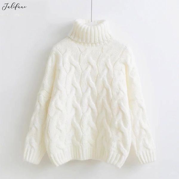 Женщины горячие продажи кашемировой свитер осень зима мода белый с длинным рукавом водолазка вязаные свитера Топы пуловер женские 210415