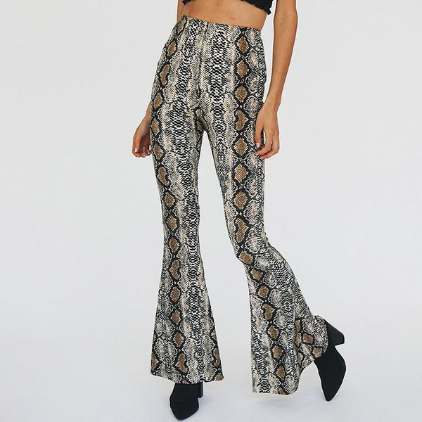 

women's pants & capris trousers snakeskin flare, Black;white