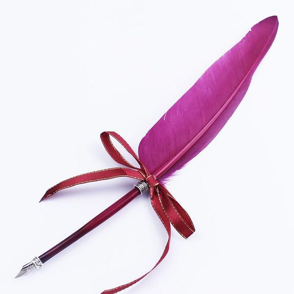

burgundy color feather quill dip pen fountain pens