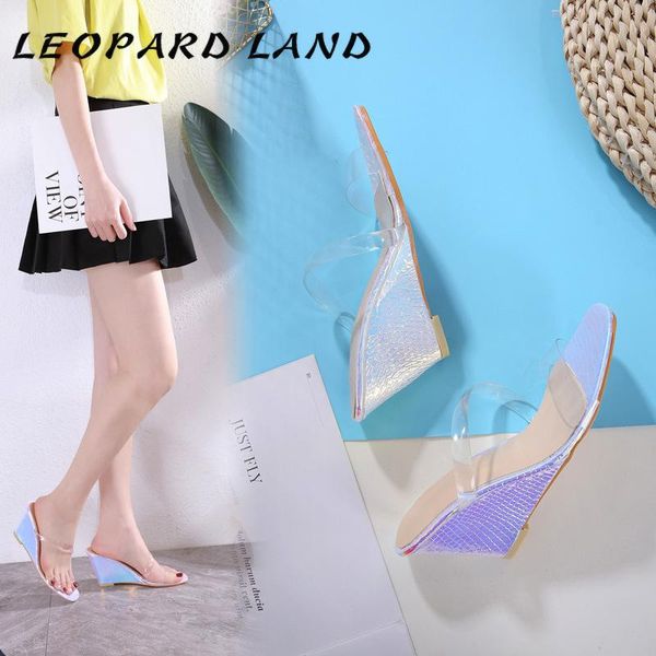 

dress shoes leopard land sandals for women and ladies transparent slanted heel high-heeled casual outside wear beach slippers cwf-chq721-12, Black