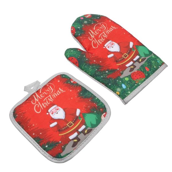 

oven mitts 2pcs christmas glove mat set kitchen baking pot holder mitt