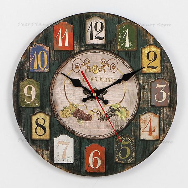 

wall clocks 14 inch retro dishes design large clock creative mute family cafe kitchen watch home decoration