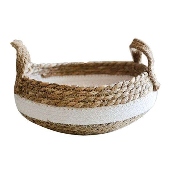 

storage baskets hand-woven straw basket tabledebris key cosmetics coffee toy