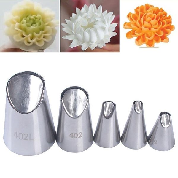 

baking & pastry tools 5pcs/set chrysanthemum nozzle icing piping nozzles making cake decoration kitchen gadget accessories