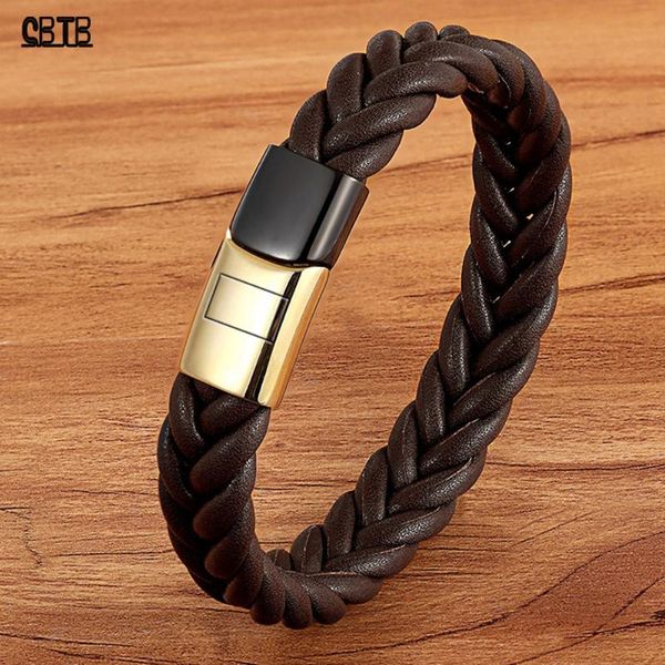 

charm bracelets simple solid color leather stainless steel magnetic buckle anti-fatigue buddha jewelry wholesale, Golden;silver