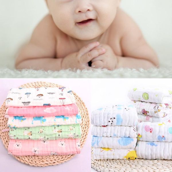 

towel absorbent drying face saliva cotton 6 layers kids baby thicken swimming soft children small square gauze cartoon