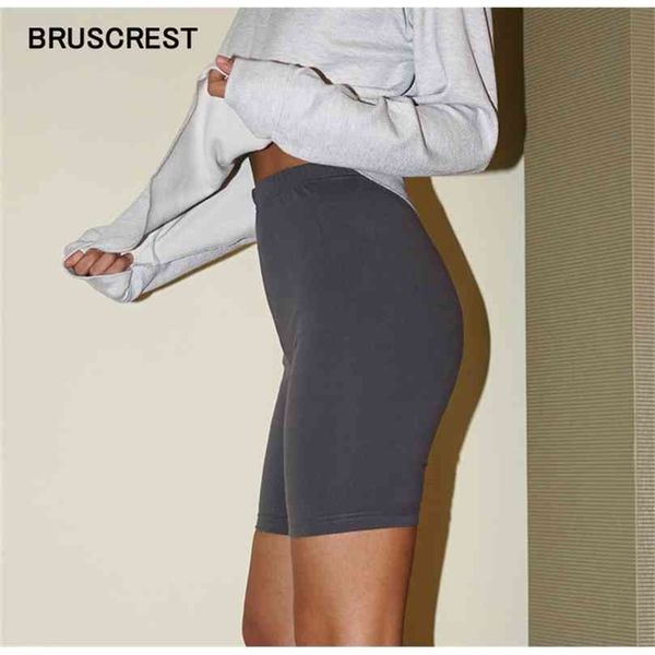 Baumwolle süße Basic Mini Biker Shorts elastisch hoch tailliert für Frauen Sommer Vintage sexy Stretch kurze Hosen 210722