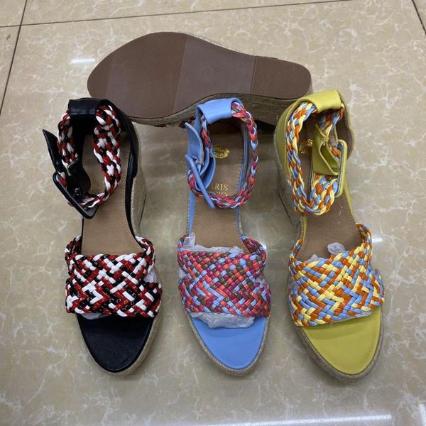 

sandals designer fashion button wedge women's shoes simple all-match buckle high heel open toe zapatillas, Black