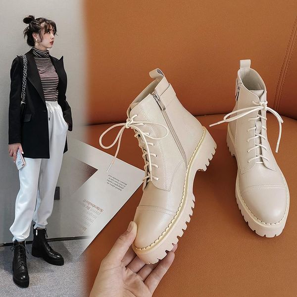 

boots women's natural leather ankle net red autumn and winter side zipper metal buckle womens designer, Black