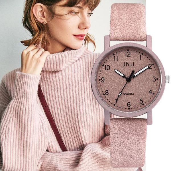 

wristwatches 2021 brand women's watches fashion leather wrist watch women dress pink ladies clock, Slivery;brown