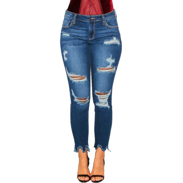 

spring plus size women's pants amazon fashion little feet denim jeans, Blue