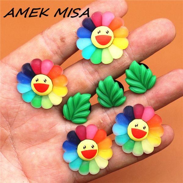 

shoe parts accessories resin children's shoes charm buckle decorative for croc jibz rainbow smile 1 piece. j0520, White;pink