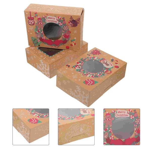 

gift wrap 12pcs clear window paper box xmas cookies case western pastry storage