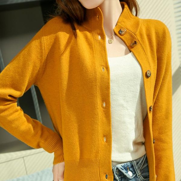 

women's knits & tees longming 2021 women cardigan sweater 100% merino wool autumn knitted sweaters soft cashmere korean, White