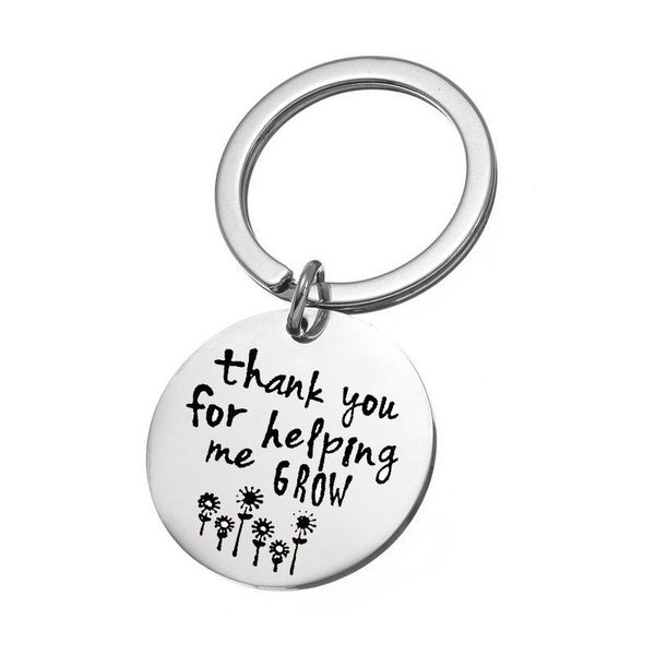 

keychains oeinin fasion keychain thank you for helping me bags couple friend letter color key ring stainless pendant jewelry, Silver