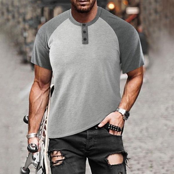 

men's t-shirts button patchwork tshirtscamiseta hombre slim casual o neckshort sleeve t-shirt outdoor sports cool tshirts, White;black