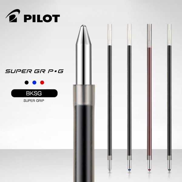 

refills 6/10pcs pilot bksg super grip push multicolor ballpoint pen refill bvrf-8ef three-in-one multifunction 0.5mm light oil, Black;red