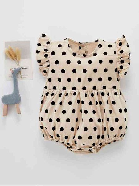 

baby polka dot ruffle trim bodysuit she, Blue