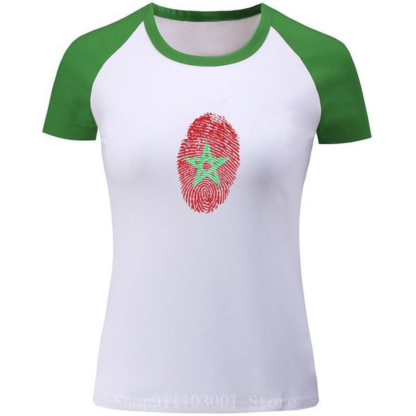 

women's t-shirt women t shirt femme morocco flag fingerprint short sleeve female round neck designs fashion brand design, White