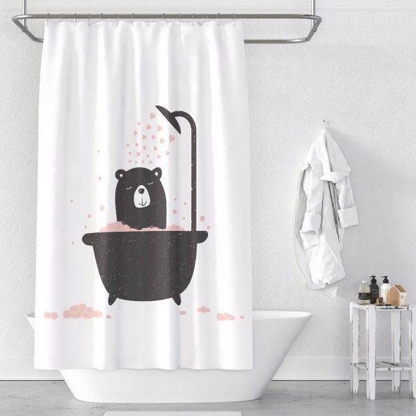 

shower curtains custom made curtain bathroom partition + hooks 1.2/1.5/1.8/2x1.8m 1.5x2m 1.8x2m 2x2m 2.4x2m bear in white