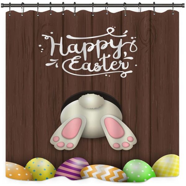 

shower curtains 4pcs happy easter curtain toilet mat u-pad set eith egg wreath print home el party decoration