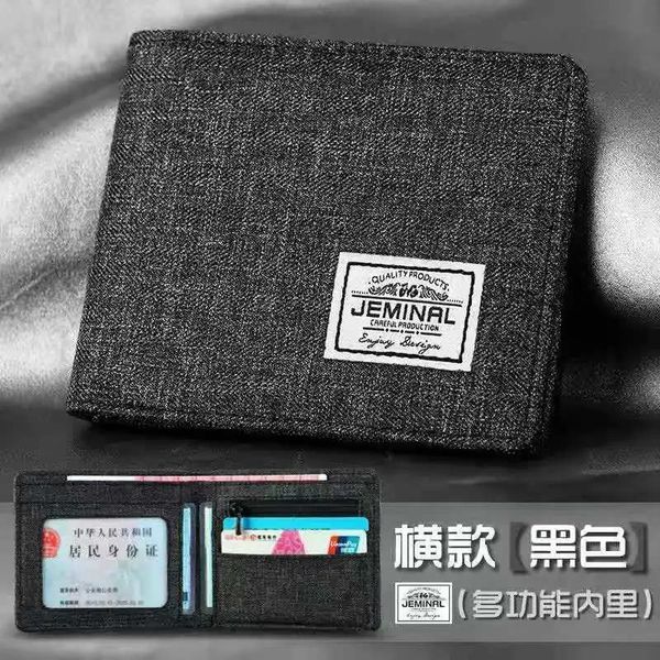 

wallets men's korean canvas short wallet multi-function small students simple trend cloth card package, Red;black