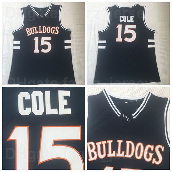 

ncaa bulldogs high school 15 j cole jersey men basketball breathable shirt for sport fans pure cotton team color navy blue university good q, Black