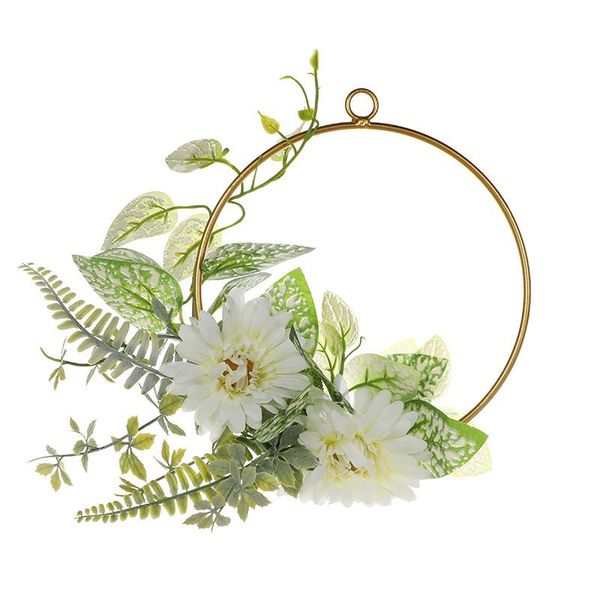 

decorative flowers & wreaths metal ring artificial flower wreath for wedding decoration home hanging ornaments fake floral garland bridal sh