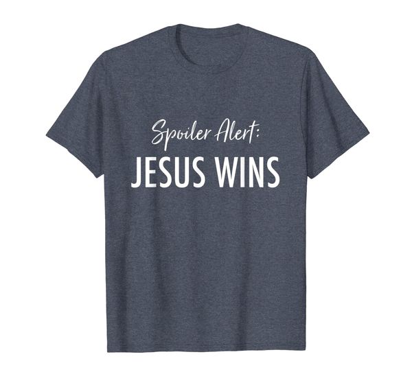 

spoiler alert: jesus wins deluxe christian t-shirt, White;black
