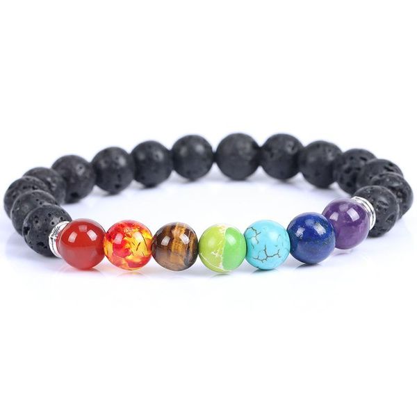 

beaded, strands energy volcanic stone hand string 8mm crystal men and women bracelet, Black