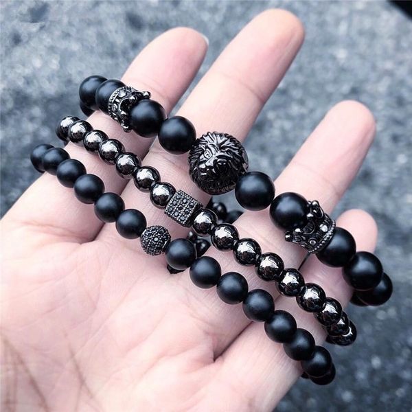 new fashion men bracelet sets trendy handmade classic strand stone beaded bracelet for men jewelry gift
