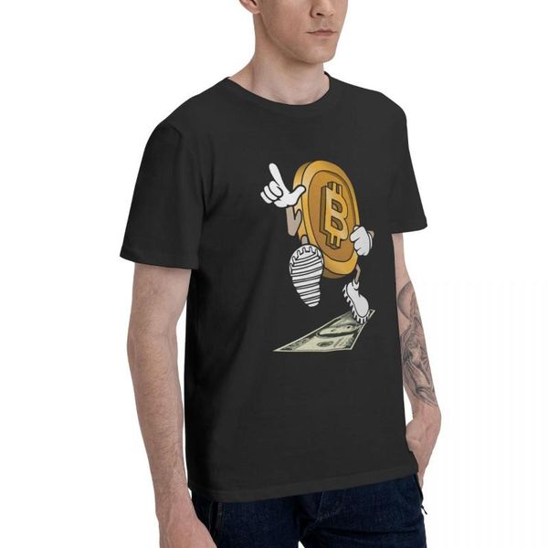 

men's t-shirts stepping on 100 dollar bill funny crypto sarcastic basic short sleeve t-shirt men set tees, White;black