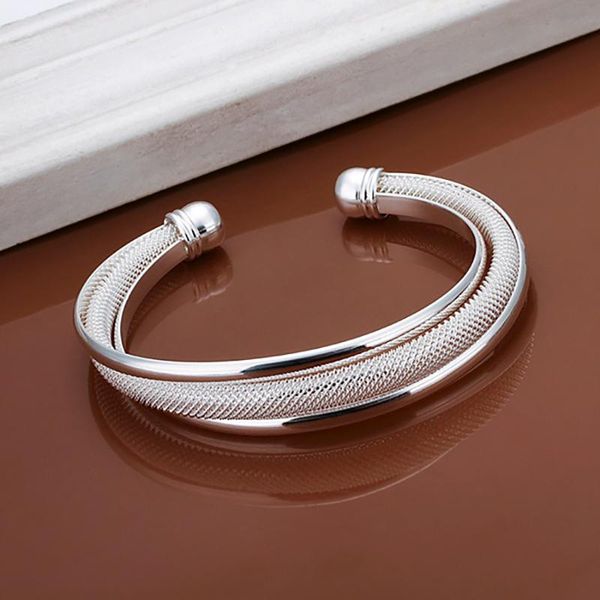 

bangle silver bracelet exquisite luxury fashion beveled side open cuff temperament charm jewelry birthday gift, Black
