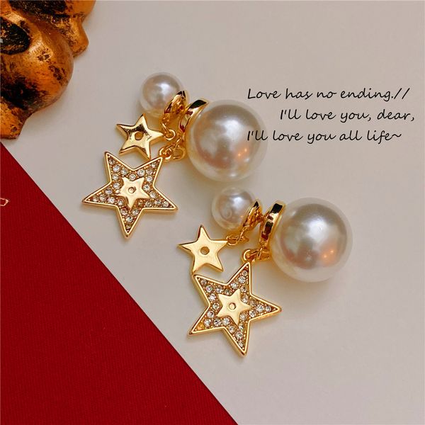 

classic screw back 2021 jewelry d little star pendant pearl earring earrings in europe and america, Silver