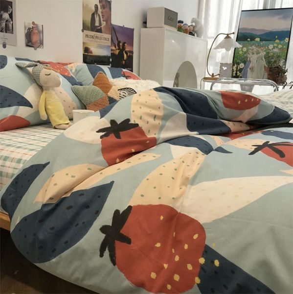 

bedding sets lovely vintage strawberry set kid teen adult,cotton twin full  king home textile bed sheet pillowcase duvet cover