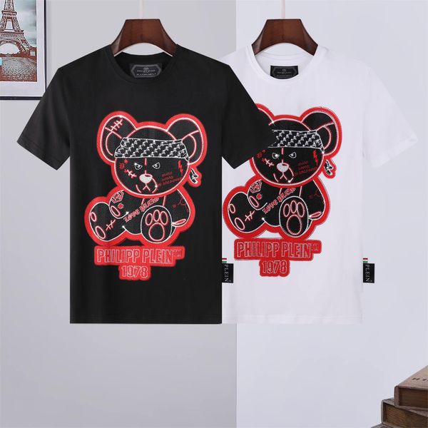 

2021 plain men t shirts cotton women clothes funny short sleeve o neck tees printing phillip t-shirts pp 3, White;black