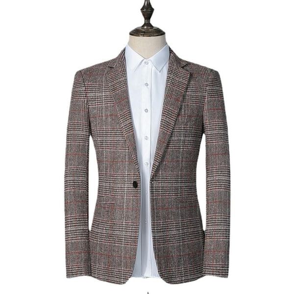 

men's suits & blazers british style mens fashion plaid casual wedding business blazer homme slim fit dress coat terno masculino s-4xl, White;black