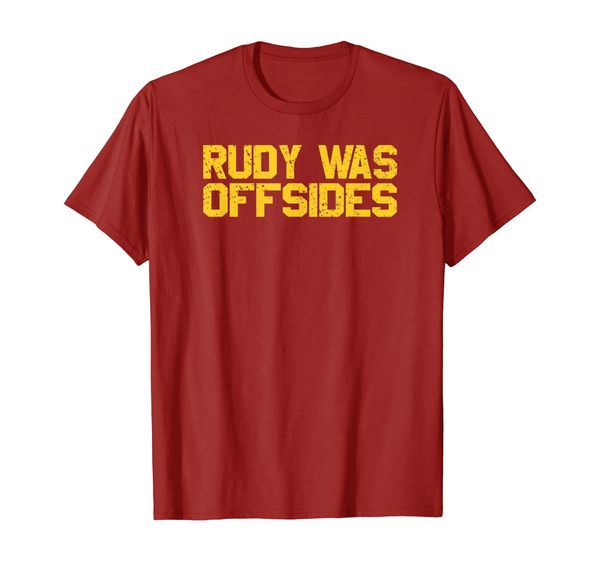 

rudy was offsides red south california funny rivalry fan t-shirt, White;black