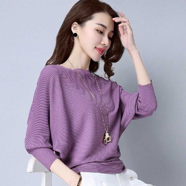 

women spring autumn style knitted pullover sweater lady casual loose batwing sleeve dd8071 210922, White;black