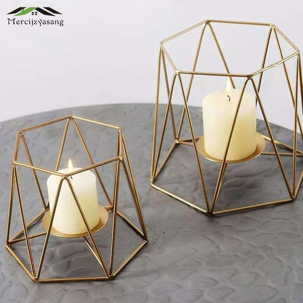 

european candle holder iron candlestick geometric table holders ornament for wedding dinner decoration candelabra gzt042