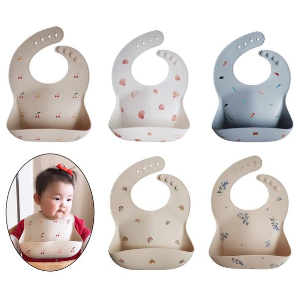 

bibs & burp cloths infant adjustable silicone bib baby feeding supplies easily wipe clean