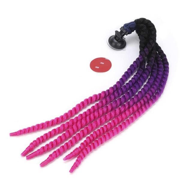 

motorcycle helmets helmet decoration 27.6in hair ponytail braids detachable pigtails with suction cup