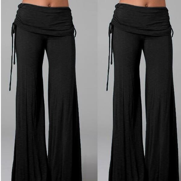 

women's pants & capris women casual long stretch harem dance club wide leg loose trousers bell bottoms, Black;white