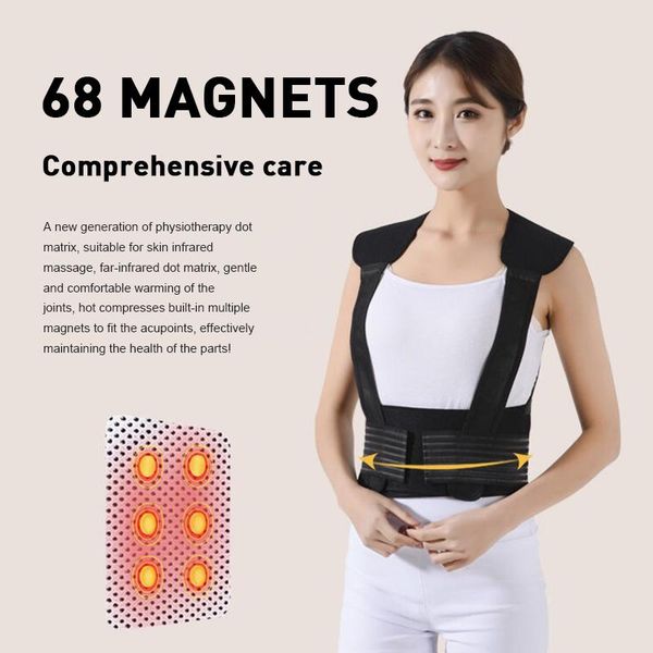 

waist support 68 tourmaline self-heating magnetic therapy corrector spine lumbar brace pain relief back shoulder posture, Black;gray