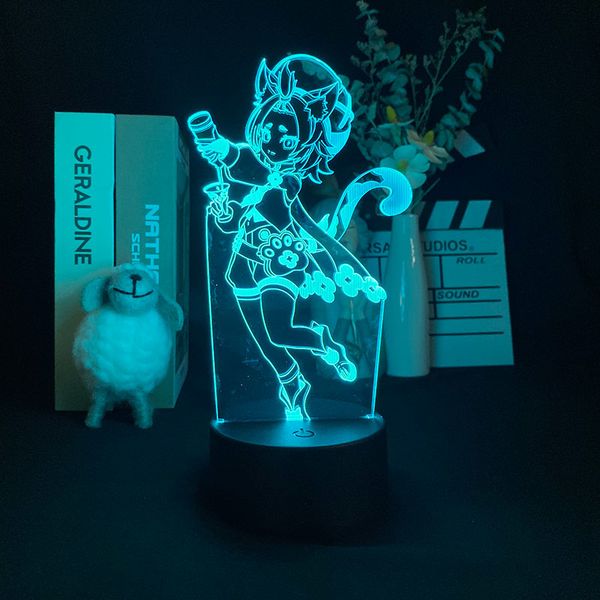 

night light baby led usb nightlight diona figure bedside desk lamp 3d genshin impact app control cool game fans kids birthday gift