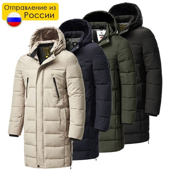 Homens Winter Plus Longo Quente Hot Whood Parkas Jaqueta Casaco Outono Outwear Outfits Classic Windproof Pink Parka 210910