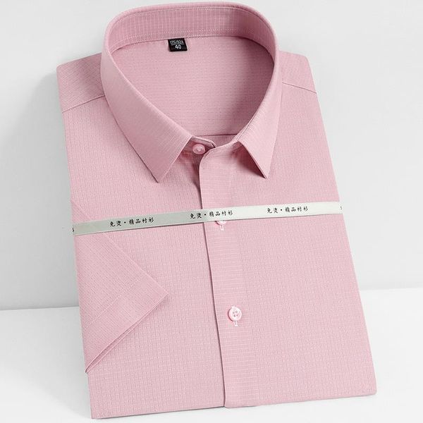 

men's casual shirts bamboo fiber men dress short sleeve for summer business mens striped social shirt plaid comfortable soft 2021, White;black