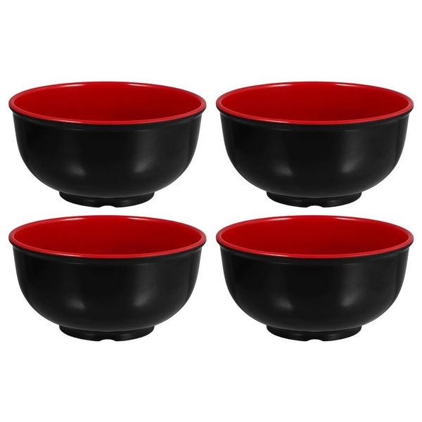 

bowls 4pcs melamine rice multi-function soup ramen (black red)