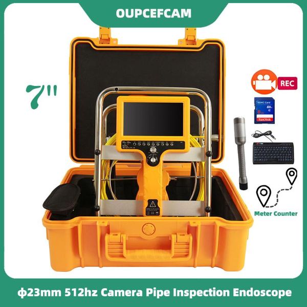 

cameras φ23mm camera 512hz transmitter built-in drain sewer pipe inspection endoscope 7" screen dvr keyboard meter counter φ5mm
