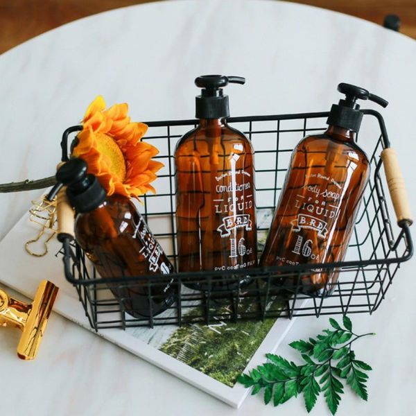 

brown bath shampoo re-bottling press pump liquid conditioner storage bottle travel lotion soap organizer dispenser
